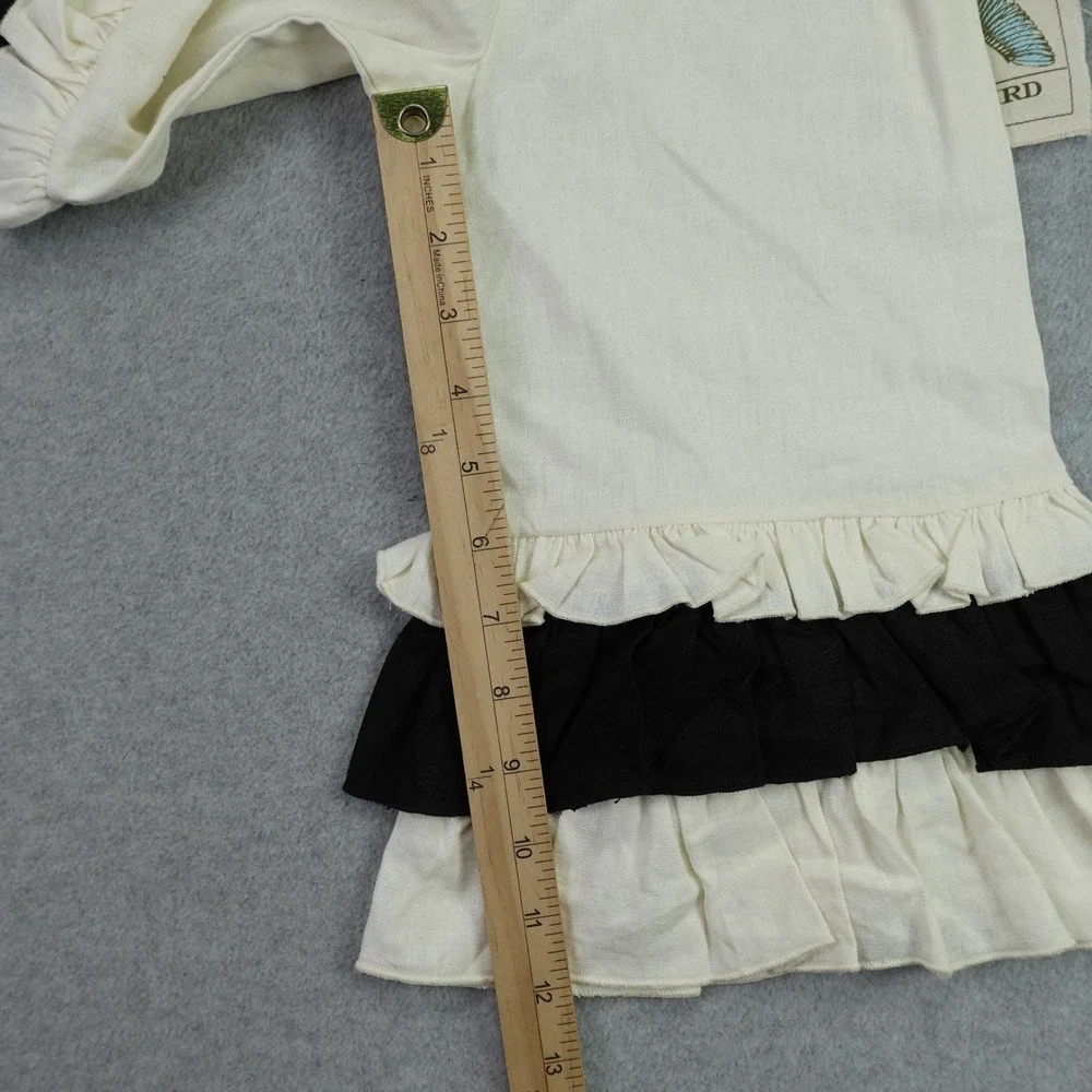A.Bird Ruffle Outfit Set Girls 2/3 Cream Black Boutique Linen Lacy Pant